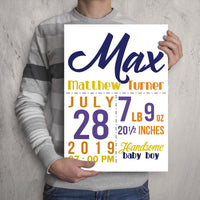 Birth Announcement Wall Art Baby Gift