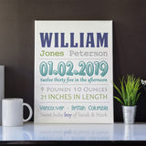 Customized Birth Announcement Wall Art Nursery Decor New Baby Gift